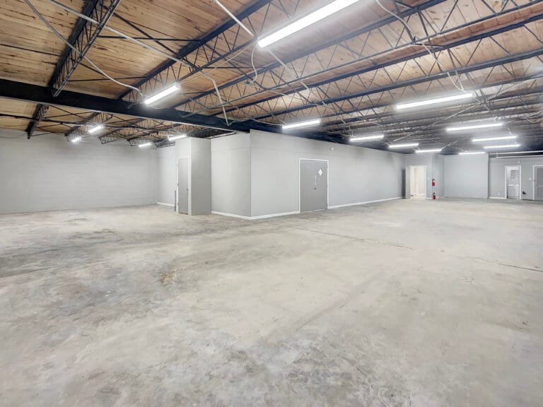 An interior shot of the warehouse section of the property.