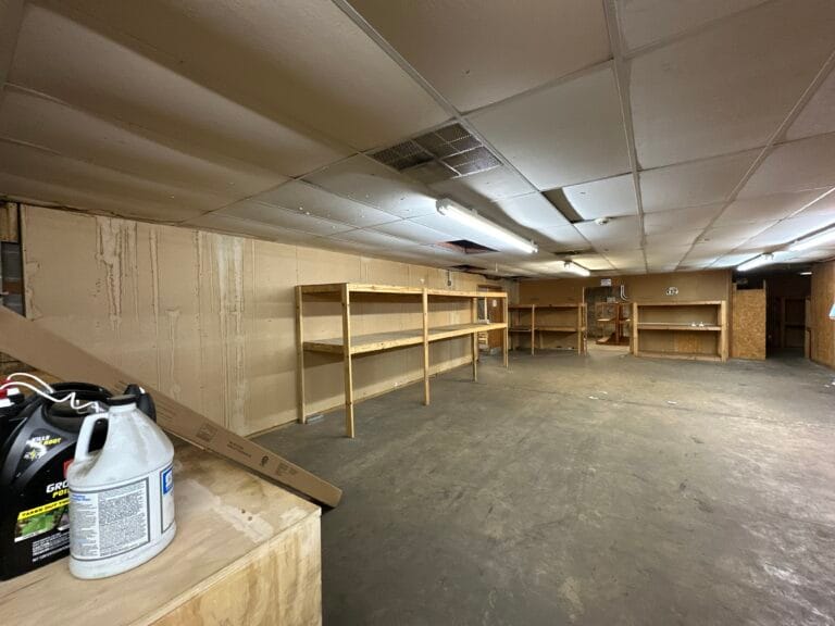 An interior shot of the warehouse before it was renovated.