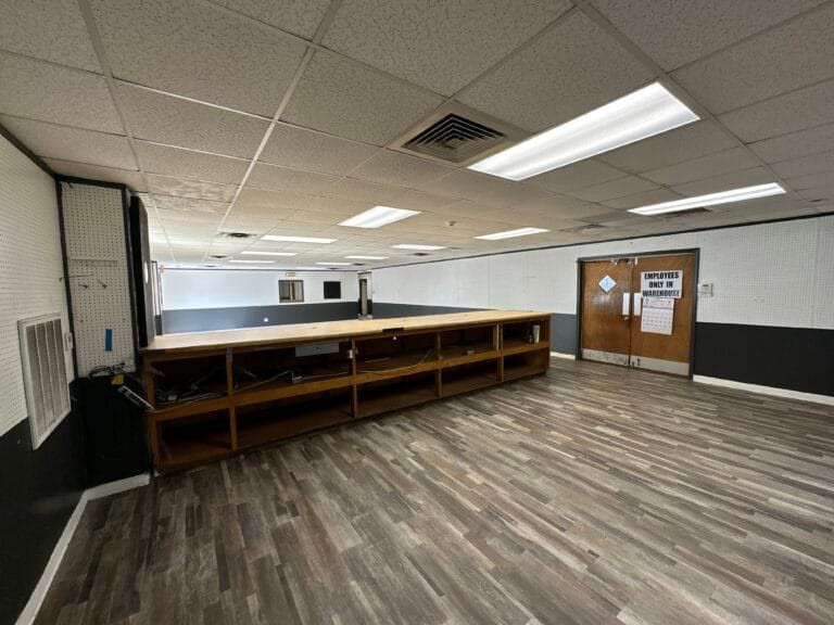 An interior shot of the showroom before it was renovated.