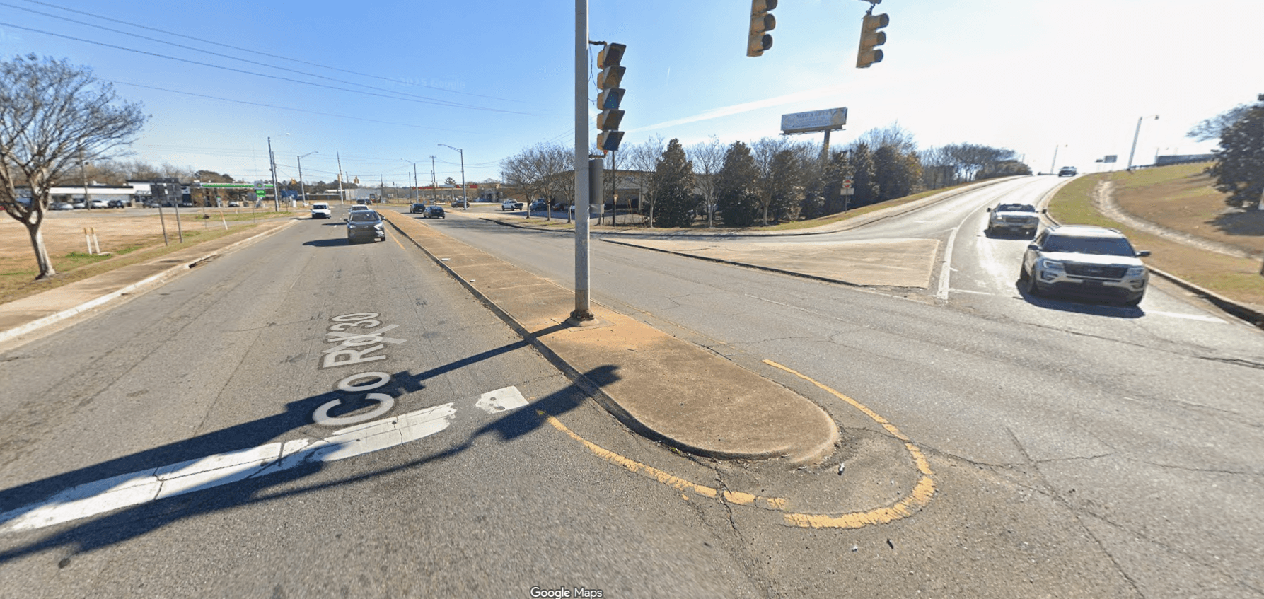 Street view of a section of road to be modified in the upcoming ALDOT project on Lurleen Wallace.